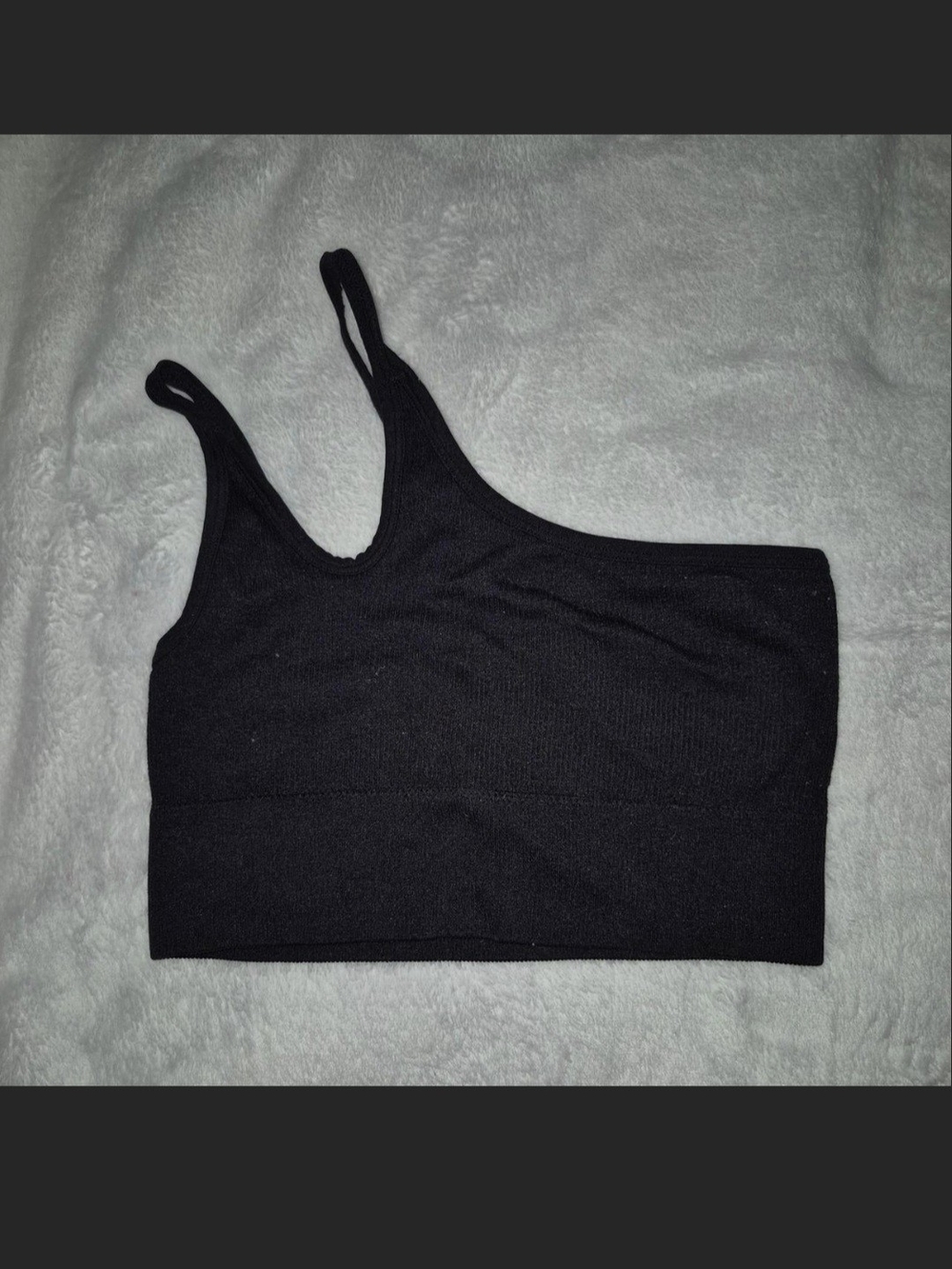 Black Ribbed Cropped Sports Bralette